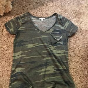 Camo v neck top